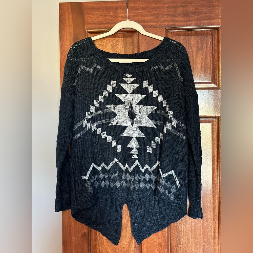 Oversized Patterned Blue Sweater